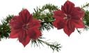 Decoris Kaemingk B.V. Kerstboom bloemen op clip - 2x stuks - rood glitter - kunststof - 24 cm