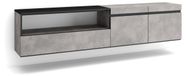 Meuble TV, design suspendu, aspect béton, 200x45x35 cm