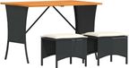 vidaXL 3-delige tuinset met kussens, zwart, polyrotan