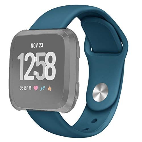 Qubix siliconen bandje voor Fitbit Versa 1/2 & Lite - Blauwgroen - Large