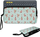 kwmobile Toetsenbordhoes voor Logitech K380 - Neopreen Etui met 2 Binnenvakken - Beschermhoes voor Draadloos Bluetooth Toetsenbord wit / bruin / grijsgroen