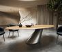 DELIFE Table à manger Edge ovale 280x130x2,5 chêne naturel Cono métallique argent Flow-Edge