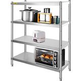 VBENLEM Vevor Keukenrek, keukenrek, metalen rek met 4 planken, capaciteit van 150 kg, rek van roestvrij staal, voor keuken en garage