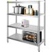VBENLEM Vevor Keukenrek, keukenrek, metalen rek met 4 planken, capaciteit van 150 kg, rek van roestvrij staal, voor keuken en garage