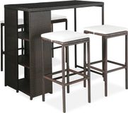 vidaXL 5-delige Tuinbarset met Kussens, Polyrotan, Bruin