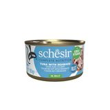 Schesir Tonijn met spigola in gelei, natvoer voor katten, ingeblikt, 100% natuurlijk, met extra vitaminen, 12 x 85 g