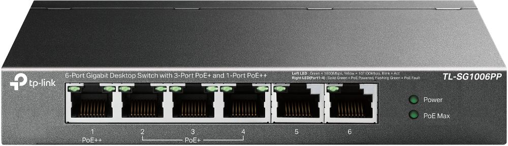 TP-Link TL-SG1006PP - 6-Port Gigabit Ethernet PoE+ Switch