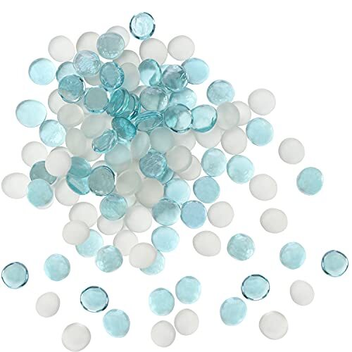 BELLE VOUS Geassorteerde Glazen Steentjes (95 – 105 Stuks / 500g) – 20 mm Plat Stenen Edelsteentjes – Decoratieve Stenen Voor Huwelijk / Feest Tafel, Kopstuk Vaas Vuller Stenen en Aquarium Decoratie