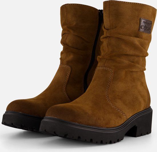 Rieker 186211 Cognac Suede Enkellaarzen - Dames - Maat 37