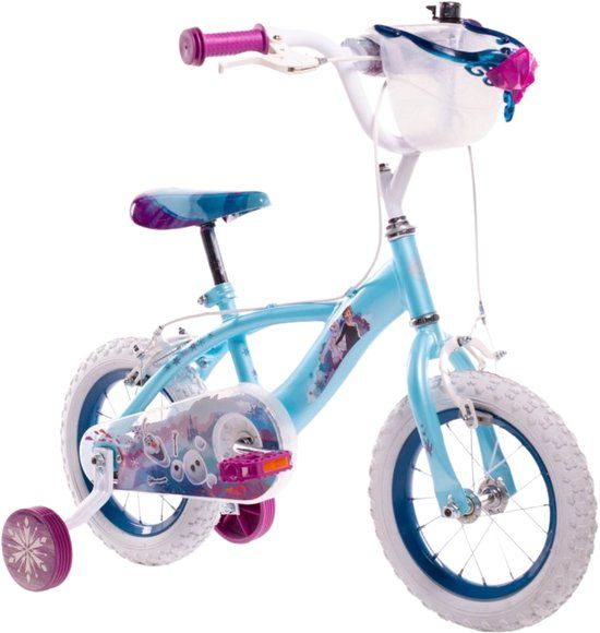 4KidsOnly Frozen fietsset; fiets 12 inch, handschoenen, windmolen, stuur fransjes en helm