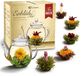 Creano Theebloemen Mix - coffret cadeau doré thé fleuri avec théière en verre thé blanc, vert et noir en 6 variétés, fleur de thé, thé en fleurs, cadeau pour femmes