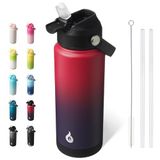 BJPKPK Waterfles met rietjesdeksel, 720 ml vacuüm geïsoleerde waterflessen, metalen roestvrijstalen thermoskan voor sport, reizen, BPA-vrij, lekbestendige thermoskan, kopjes, kolven, drinkfles