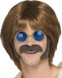 Smiffys Hippie Disguise Set Snor - Bruin