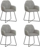 vidaXL Eetstoelen 4 stuks fluweel Lichtgrijs 55 x 50 x 84 cm