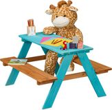 Merkloos Relaxdays Picknicktafel Kinderen Hout Blauw-Bruin