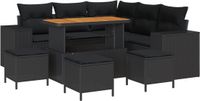 vidaXL Tuinbank Set Zwart Poly Rattan