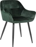 CLP Emia Chaise de salle à manger - Avec accoudoir - Velours - vert Velours