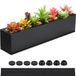 Merkloos Bac à fleurs rectangulaire long Bac à fleurs pour rebord de fenêtre Métal Intérieur Pot d'eau Grand Pot moderne en acier avec trous de drainage Herbes Jardin Pot de maison (Noir40x7x7)