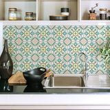 Ambiance Sticker Zelfklevende tegelmuurstickers voor keuken en badkamer - 9 cementtegelstickers (Azulejos Nesa) - 9 stickers, 10x10cm