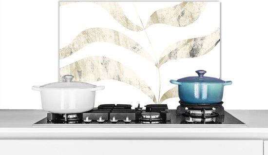 KitchenYeah Spatscherm keuken 60x40 cm - Bladeren Pastel - Aluminium