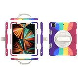 iPad Air4 10.9 2020/air5 10,9 2022 generatie hoes met displaybeschermfolie, potloodhouder, houder en 360° draaibare polsband (donkerkleur)