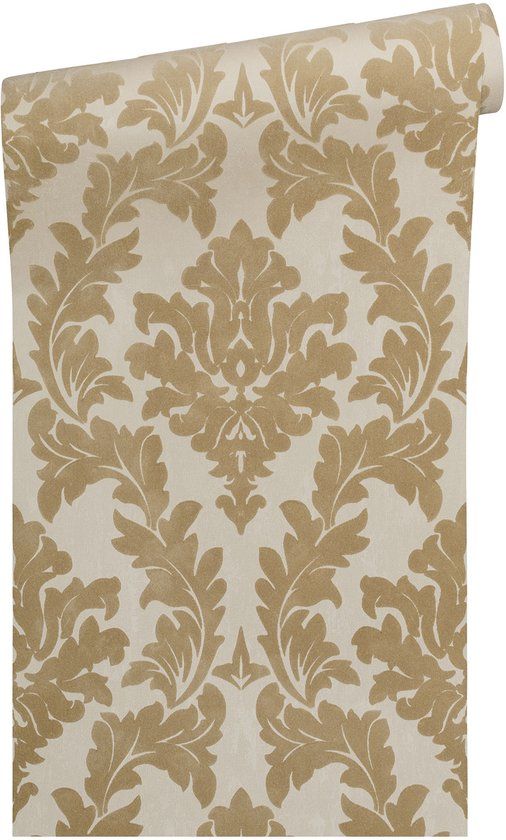 A.S. Création Exclusief velours barok vliesbehang met gevlokte, fluweelachtige toplaag, goud/beige/zandkleur