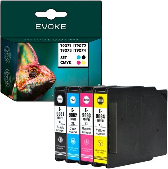 Evoke Set van 4 inktpatronen voor Epson T9071 T9072 T9073 T9074