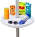 AMMSUN 33 cm strandparaplu, tafeldienblad voor strand, terras, tuin, zwembad met bekerhouders, snackvakken, wit