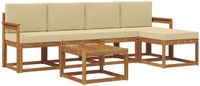 vidaXL Acacia Hout Bank Loungeset 5-zits Natuurlijk en Beige