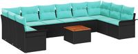 vidaXL Tuinbankenset 11 stuks Zwart en Turquoise