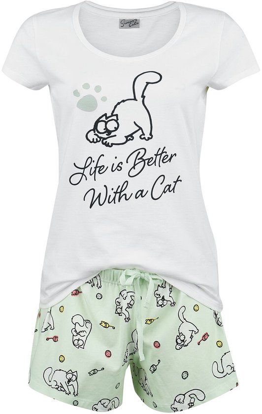 Simon's Cat Life Is Better With A Cat Pyjama meerkleurig Katoen