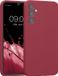 kwmobile Samsung Galaxy A34 5G hoesje, TPU backcover met siliconen coating, rabarber rood