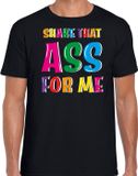 Bellatio Decorations Foute party t-shirt voor heren - Shake that ass for me - zwart - carnaval S