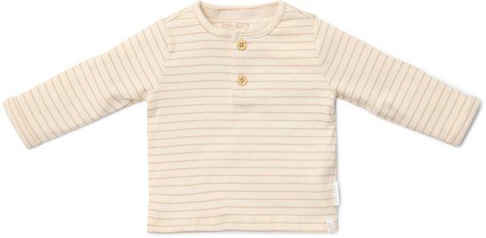 Little Dutch Shirt lange mouw - Beige - Maat 68 - Newborn Naturals - Stripe