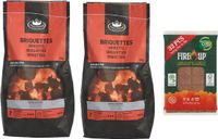 fire up BBQ starterspakket - houtskool briketten 6 kilo - barbecue aanmaakblokjes 32x
