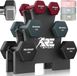 RE:SPORT® Set de haltères 3 paires 1kg–5kg, 18kg avec Standard & 3x bandes de fitness | Haltères en néoprène antidérapants pour femmes et hommes | Haltères Set