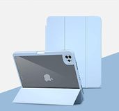 Roterende Case voor iPad Pro2020 11 inch, 2-in-1 afneembare transparante hoes en semi-siliconen beschermhoes met penhouder, lichtgewicht standaard cover auto slaap en wake up (blauw)