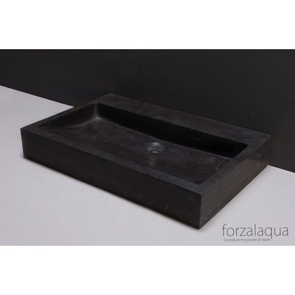 Forzalaqua Palermo wastafel 80.5x51.5x9cm RECHTHOEK 1 wasbak 1 kraangat Hardsteen gezoet Blauw grijs 100118