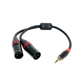 Rannsgeer 3.5mm TRS Stereo naar Dual XLR Mannelijke Y-Splitter Kabel R7Cxx (15 Inch)