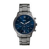 Fossil Neutra FS6111 Heren Horloge - Ø44 mm - Blauw/Grijs Staal