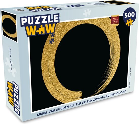 MuchoWow Puzzel Cirkel van gouden glitter op een zwarte achtergrond - Legpuzzel - Puzzel 500 stukjes