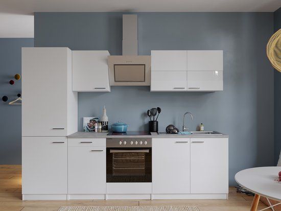 Complete Kitchen 270 cm Malia - White/White - Soft Close - Ceramic Hob - Extractor Hood - Oven - Sink