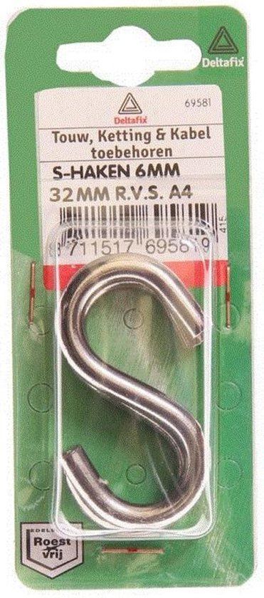 Deltafix S-haken 4 x 32mm RVS A4
