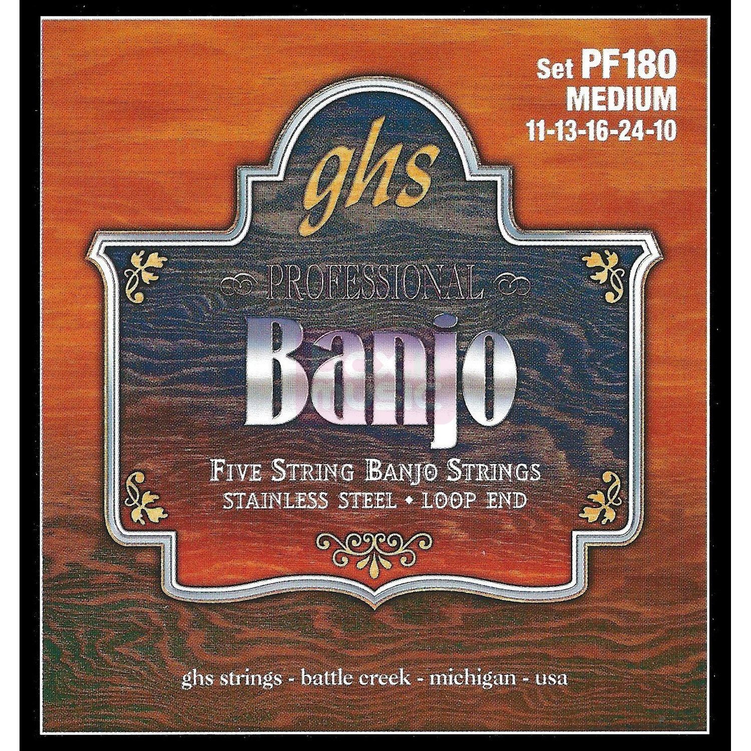 GHS PF180 Stainless Steel 5-string Medium Banjo Snarenset