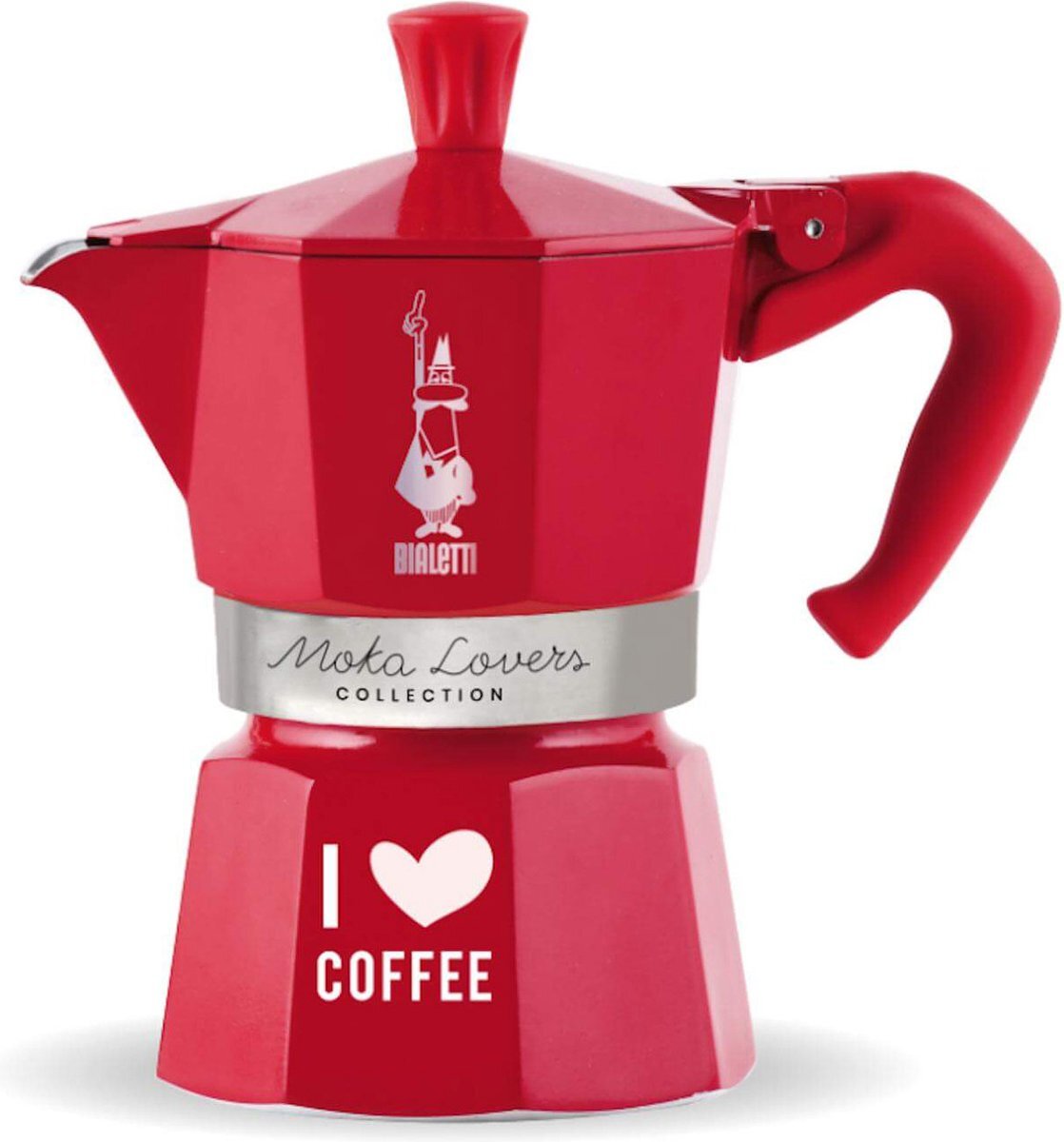 Bialetti Moka Express - I Love Coffee - Rood - 3 kopjs - 150ml