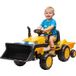 Excavatrice électrique pour enfants 12v avec benne, remorque et télécommande, âge 3-8 ans, jaune