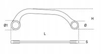 Beta dopsleutel met dubbele ring 7/16'' x 1/2'' - gebogen