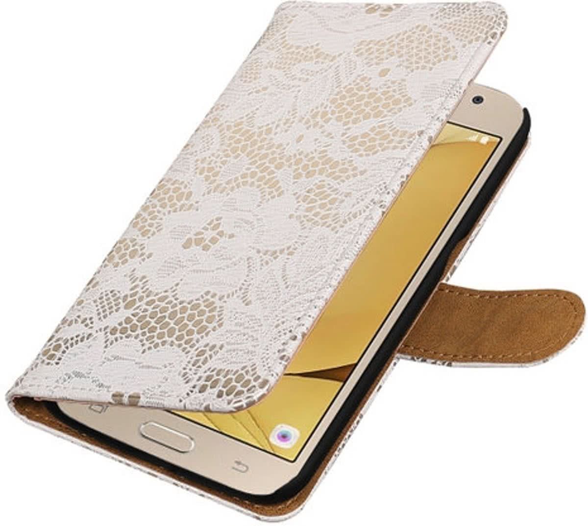 Best Cases Wit Lace booktype wallet cover hoesje voor Samsung Galaxy J2 2016