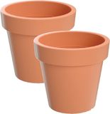 Merkloos 6x Kunststof bloempotten 25 cm terracotta