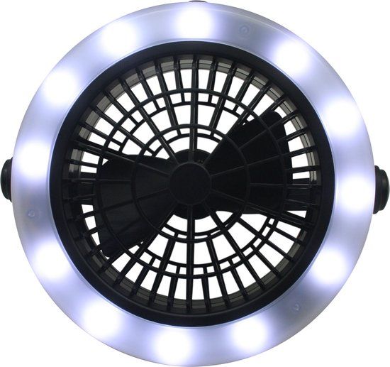 Benson Multifunctionele ventilator met LED verlichting - Ø 18 cm - Zwart